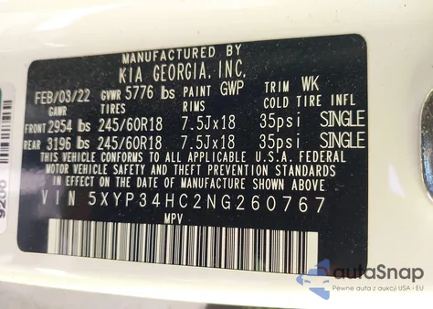 2022 Kia Telluride Ex из США, поврежденный, VIN 5XYP34HC2NG260767